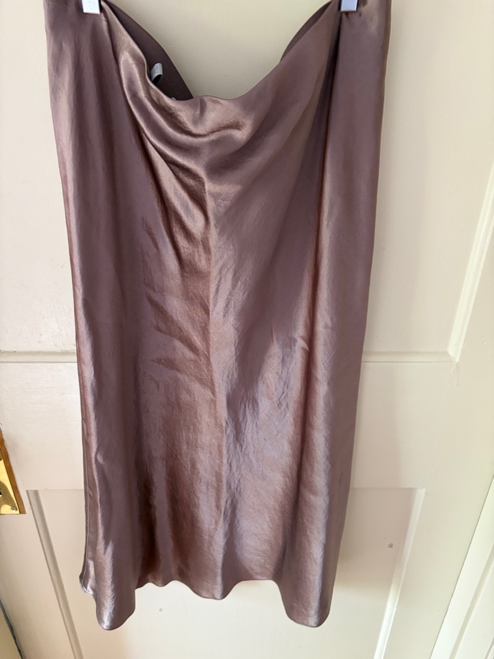Vince Satin Bias Midi Skirt in Chocolate Brown - Picture 3 of 3